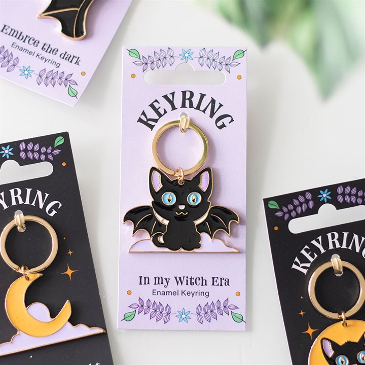 In My Witch Era Cat and Moon Enamel Keyring