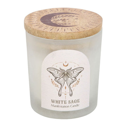 Luna Moth Manifestation Candle with Clear Quartz Crystals