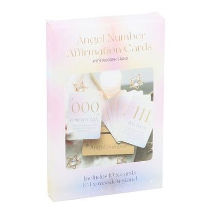 Angel Number Affirmation Cards with Wooden Stand