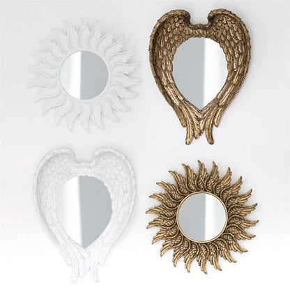 55cm White Glitter Angel Wing Mirror