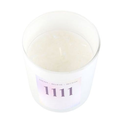 1111 Angel Number Crystal Chip Candle